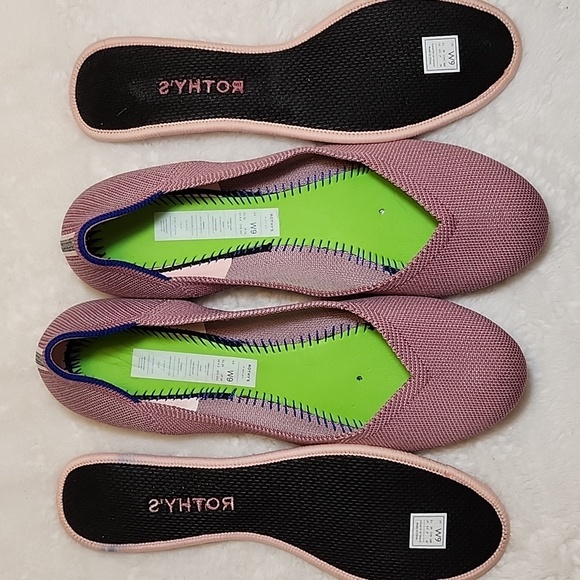Rothy's The Flat Begonia Pink Knit Fabric Slip On Ballet Flats Bubble Gum Sz 9 - Picture 11 of 16